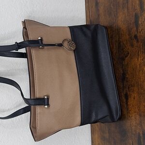 David Jones Black Tan Tote